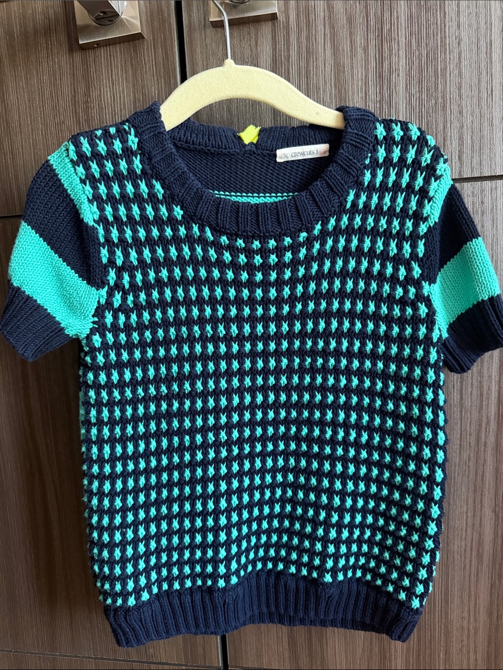 Crewcuts Navy and Teal Short Sleeve Knit Top